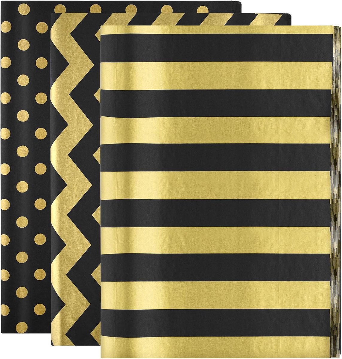 SnelShoppen - 60 Stuks Zwart Goud Losse Tissue Papier - Decoratief Metallic Inpakpapier voor Feesten, Verjaardagen, Kerst en Creatieve Klussen - 50x35