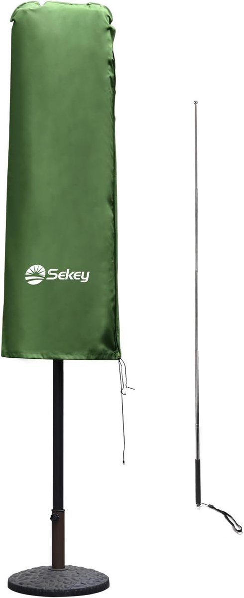 SnelShoppen - Dubbele Parasol Cover - Extra Brede Beschermhoes 165×50/62 cm - 100% Polyester - Met Montagepijp & Rits - Voor XXL Parasol - Waterafstot