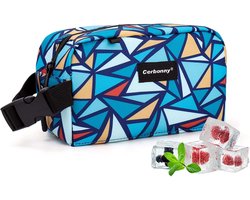 SnelShoppen - Cerbonny Freezable Lunch Bag Mini Cooler Bag voor Werk, School en Reizen, Blauw Driehoek Patroon, 9"x5"x4", 3.5L, Inclusief Vries Elemen