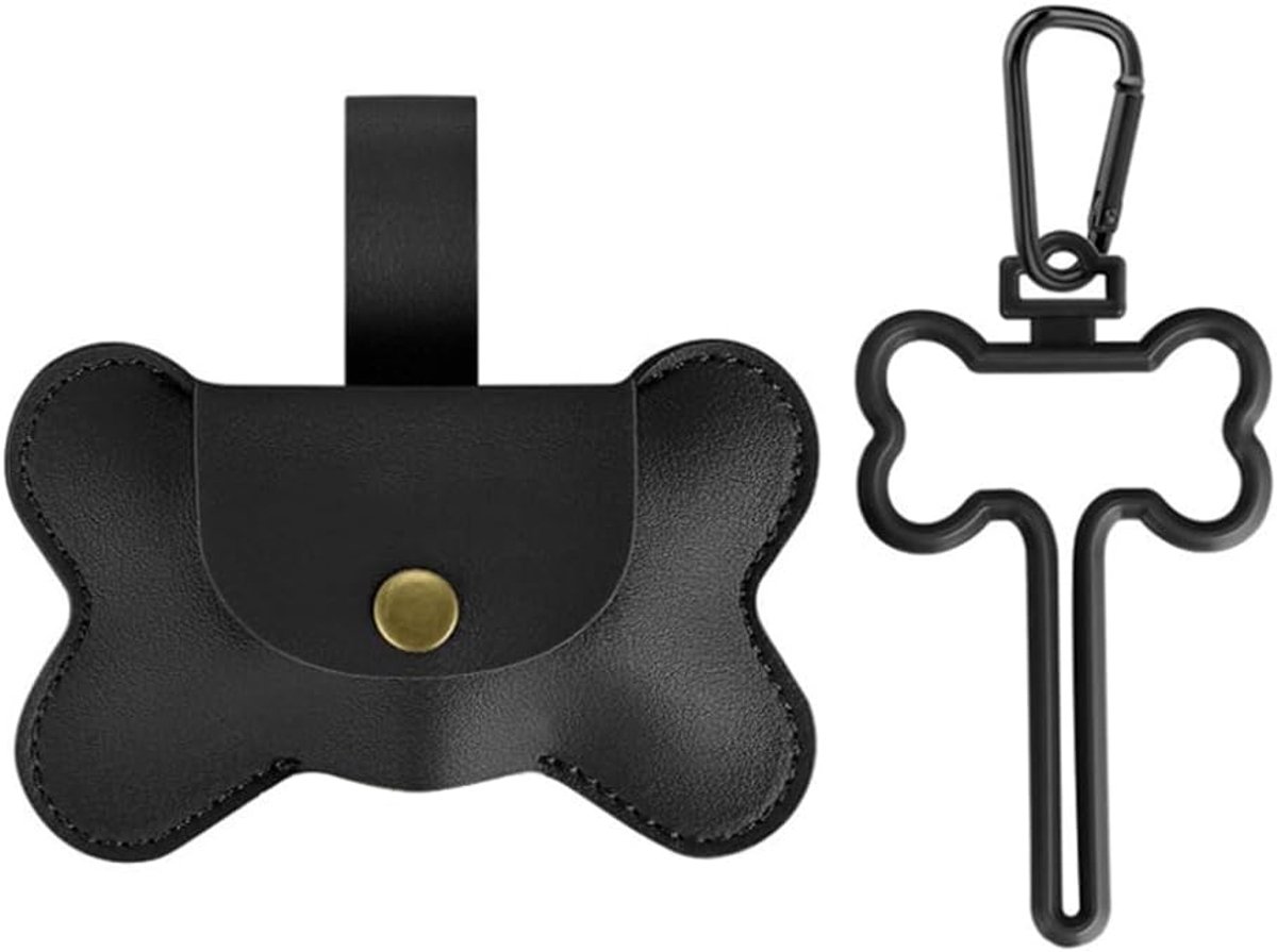 SnelShoppen - Dog Poop Bag Holder - Waterdichte PU Leer Poepzak Dispenser met Haak Clip voor Hondenriem - Handig voor Wandelen, Buiten, Reizen