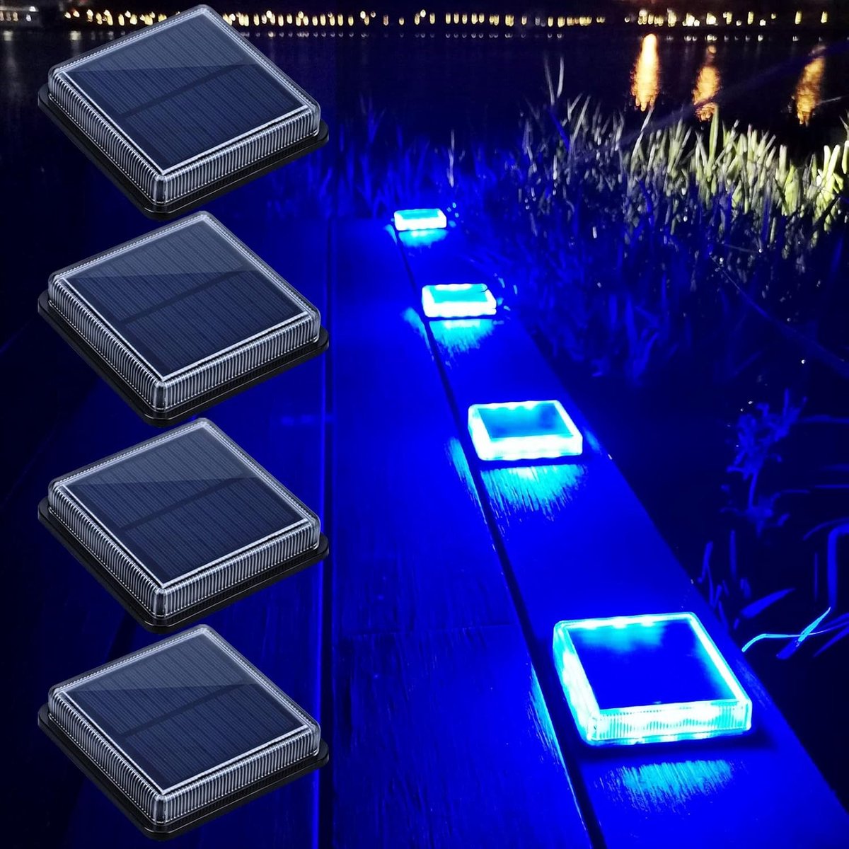SnelShoppen - 4 Stuks Solar Tuinverlichting LED Buitenlampen - Waterdichte IP68 Oplaadbare Zonneenergie Lichten voor Tuin, Oprit, Pad en Trap - Ultra