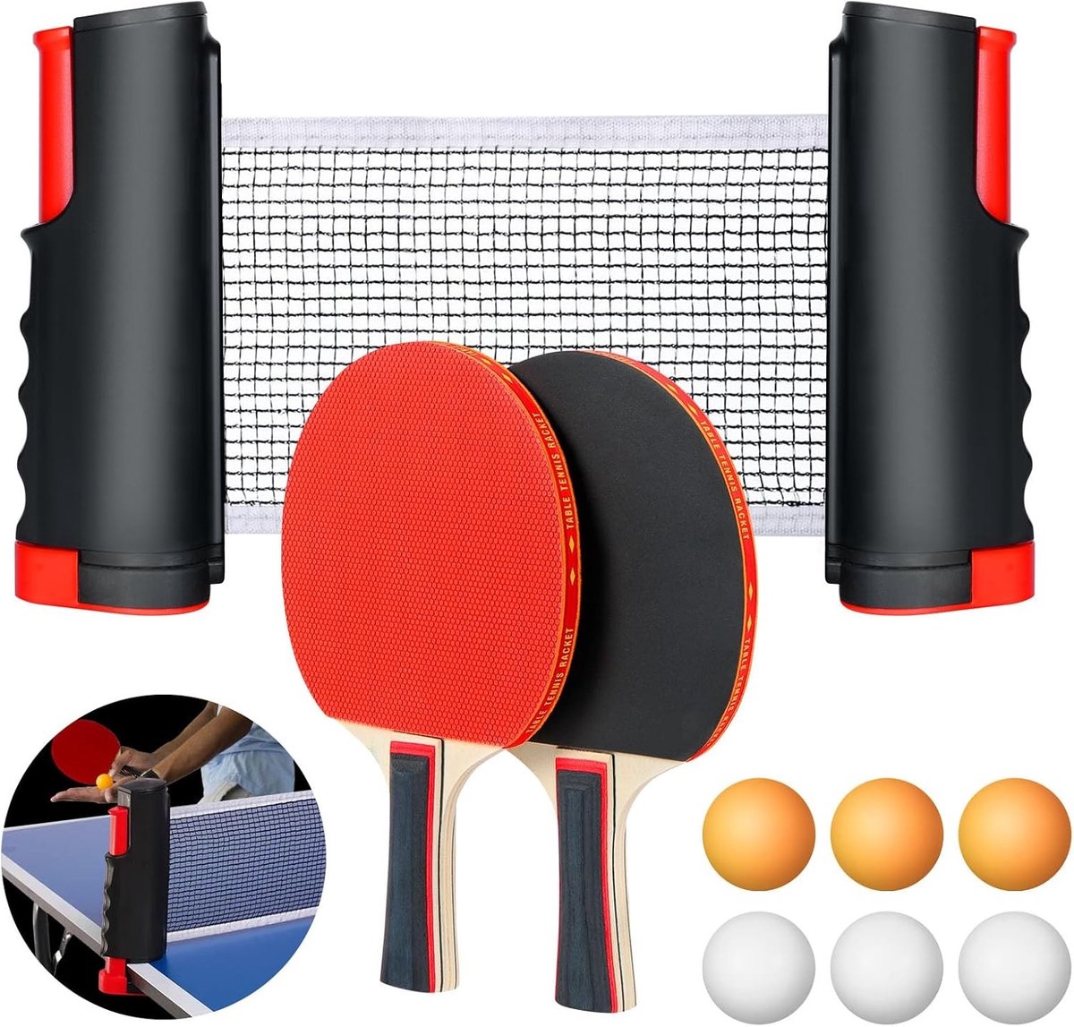 Complete tafeltennis set met 2 batjes, 3 ballen en draagtas - ideaal voor beginners, gezinnen en professionals