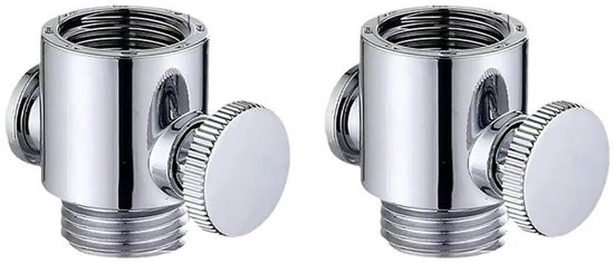 Douchekop, waterafsluitklep, G1/2" universele waterstroomregelklep, waterstroomregelaar voor douchearm en slang of bidetsproeier, 2 stuks, zilver