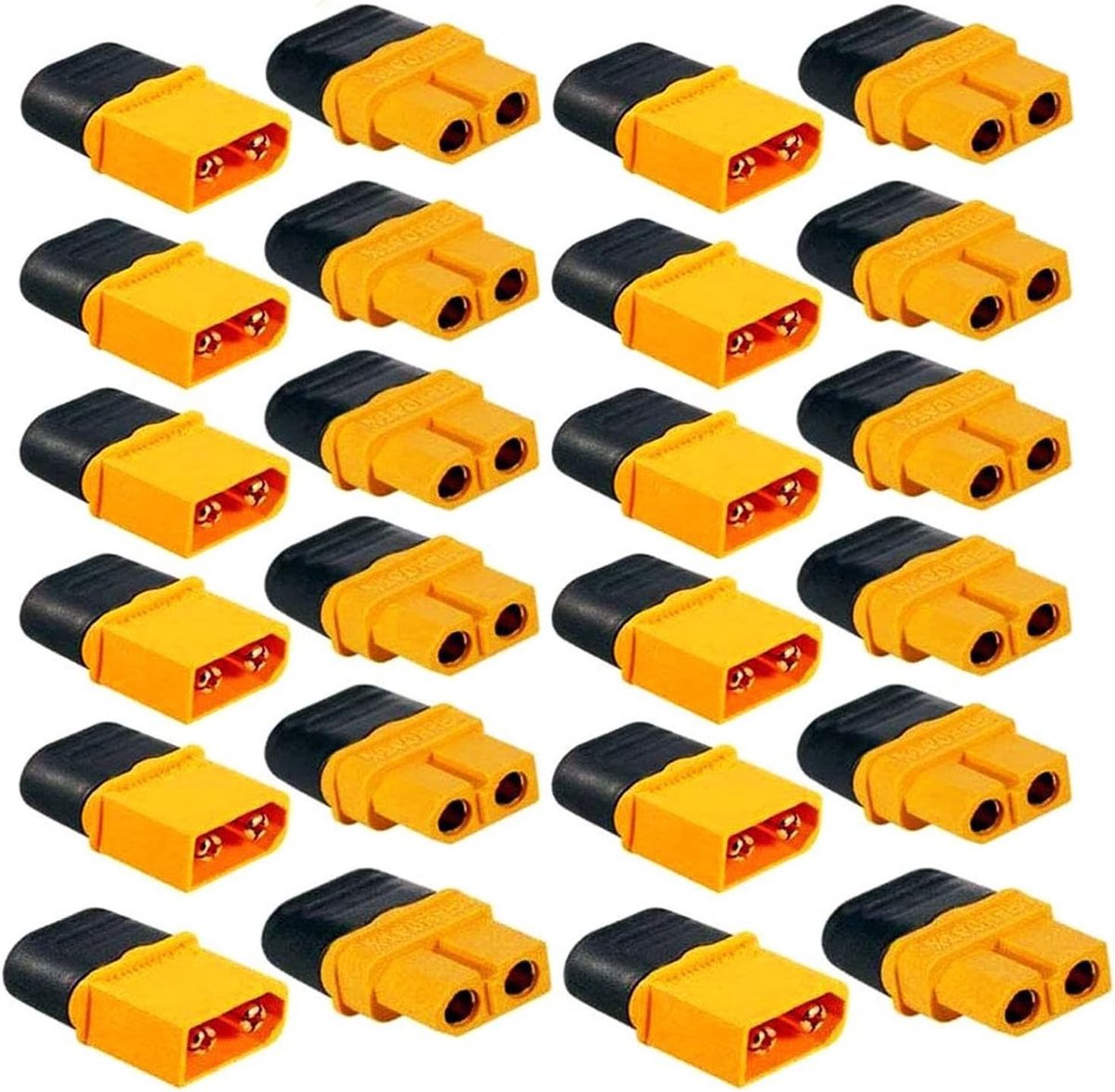 24 Stuks XT-60H Connectoren, 12 Pairs XT60H Stekkers voor RC Lipo Batterijen, Geschikt voor Helicopters en Quadcopter Drones