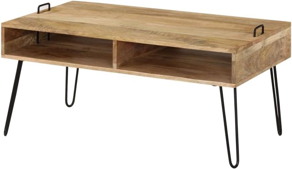 Salontafel Mangohout - Koffietafel Woonkamer - Woonkamer Decoratie - Met Opbergvak - 100 x 60 x 45 cm - Bruin