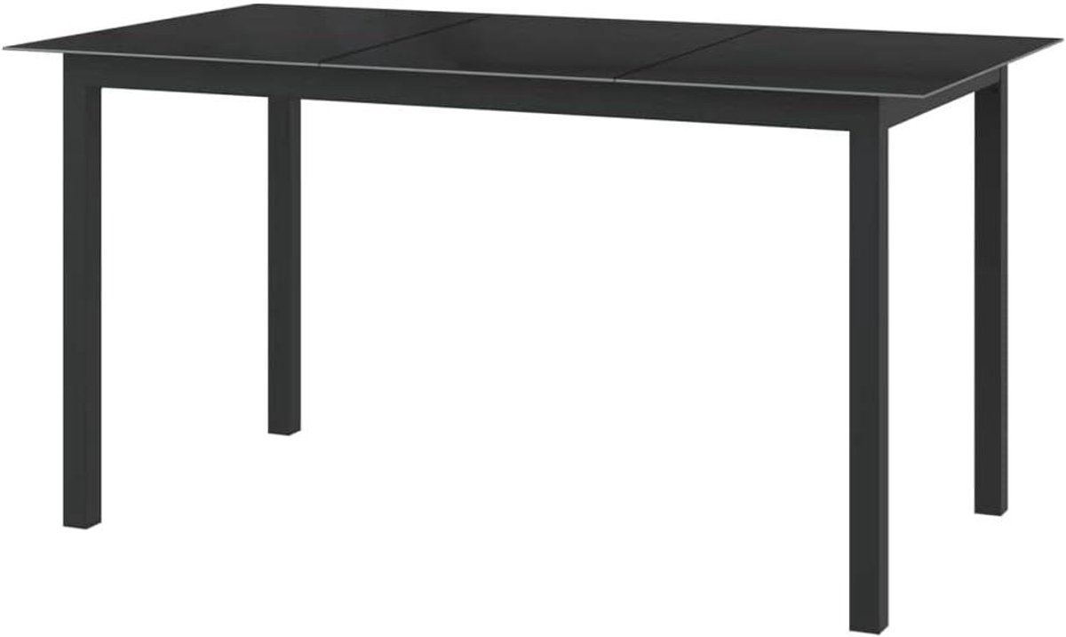 Tuintafel Rechthoekig - Eettafel Buiten - Buiten Eten - Stabiel Aluminium Frame - 150 x 90 x 74 cm - Zwart