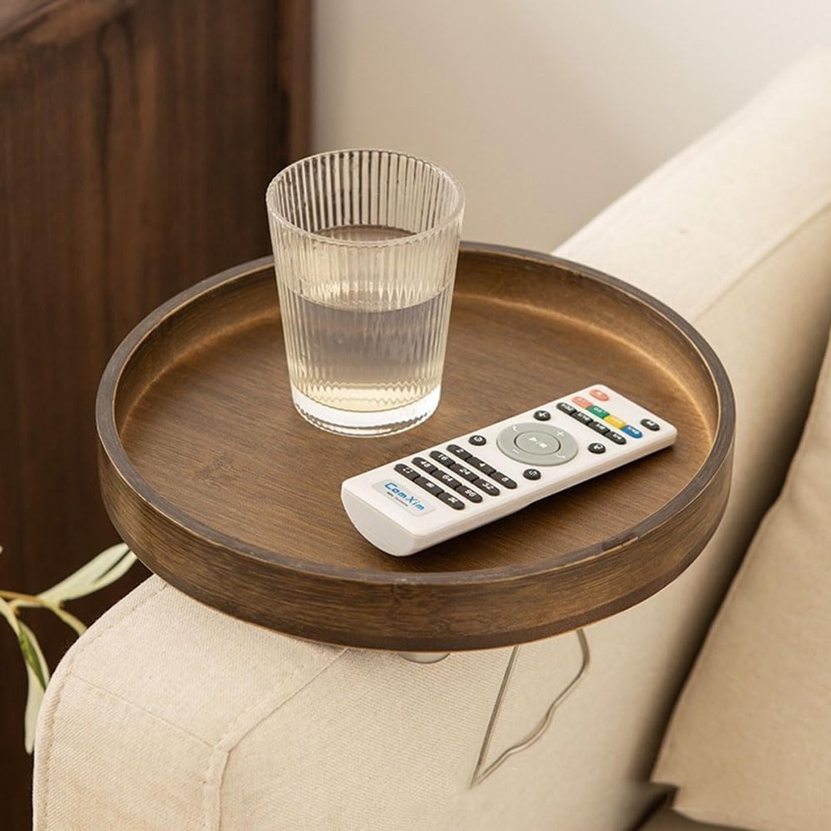 Praktische Sofa Arm Tray met Clip, Ronde Armleuning Tafel voor Comfortabel Gebruik en Opbergruimte