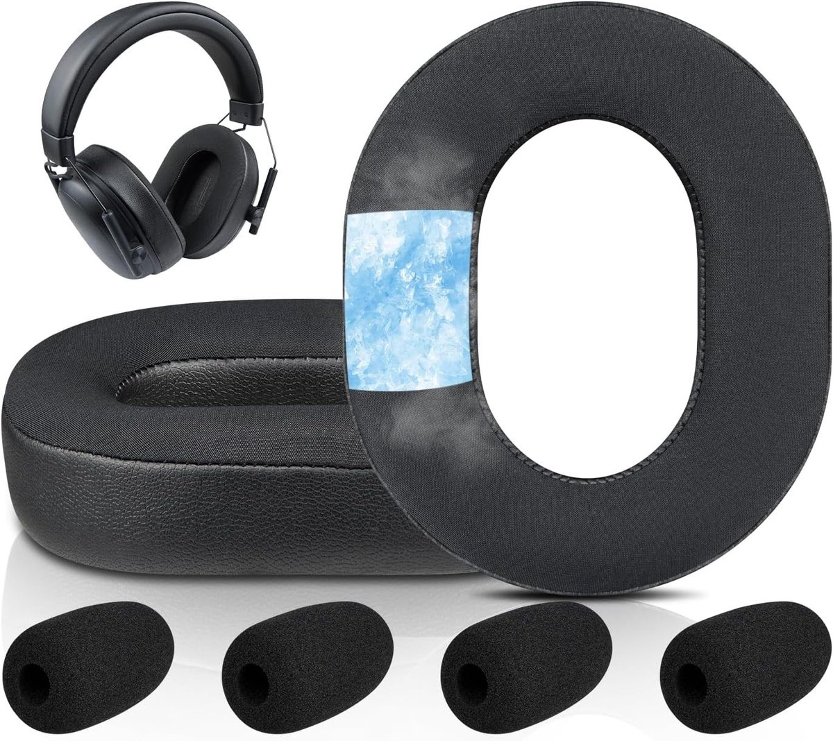 Vervangende Koel Gel Oorkussens voor Gaming Headsets - Geschikt voor Razer BlackShark V3 en V3 X - Ademend IJszijde Stof en Geheugenfoam voor Comfort en Geluiddemping