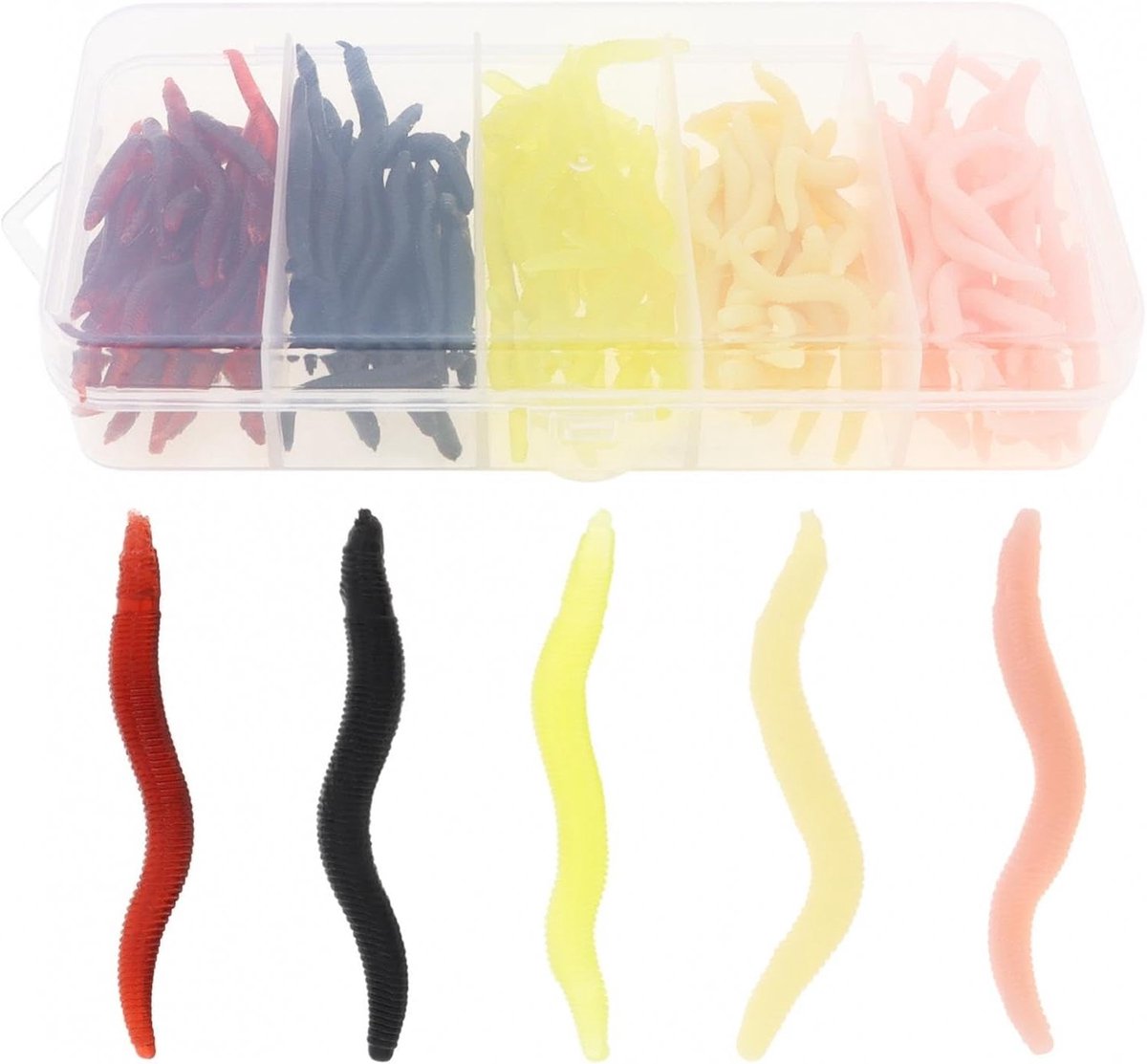 150 Stuks Zachte Vissersaas voor Forel - Realistische Nepwormen van Plastic (1,5 inch) voor Effectief Vissen
