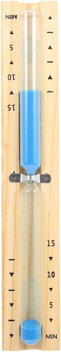 Saunazandloper 15 Minuten met Blauw Zand - Hittebestendige Houten Klok voor Sauna - Inclusief 2 RVS Schroeven en Sauna Accessoires