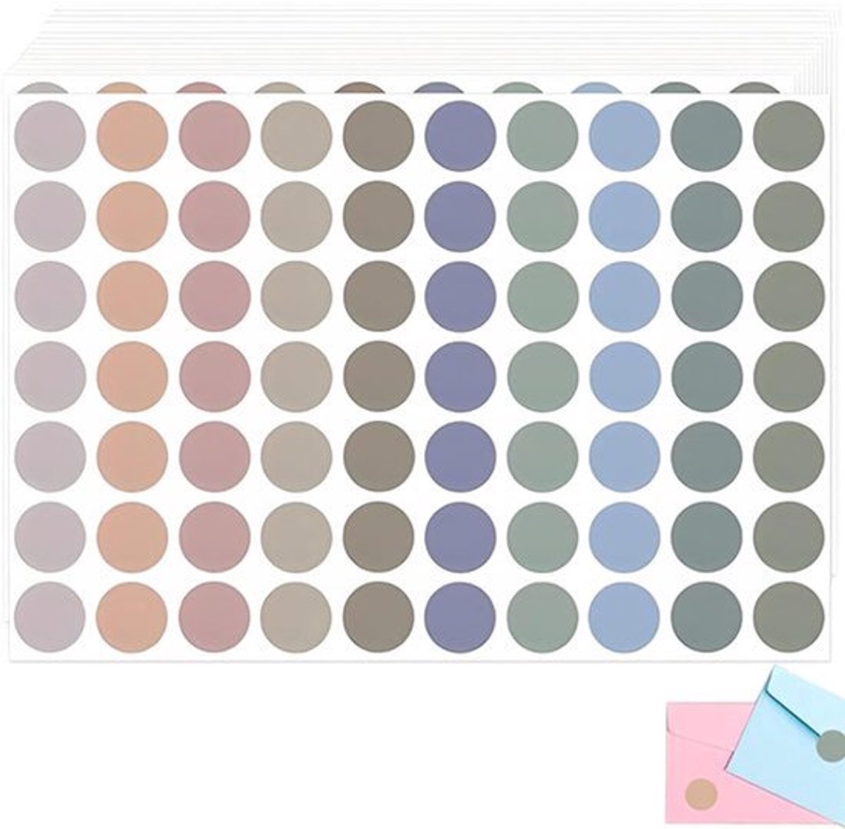 1050 Stickers - 19mm Kleurige Ronde Stickers - Voor Thuis en Kantoor - 10 Kleuren