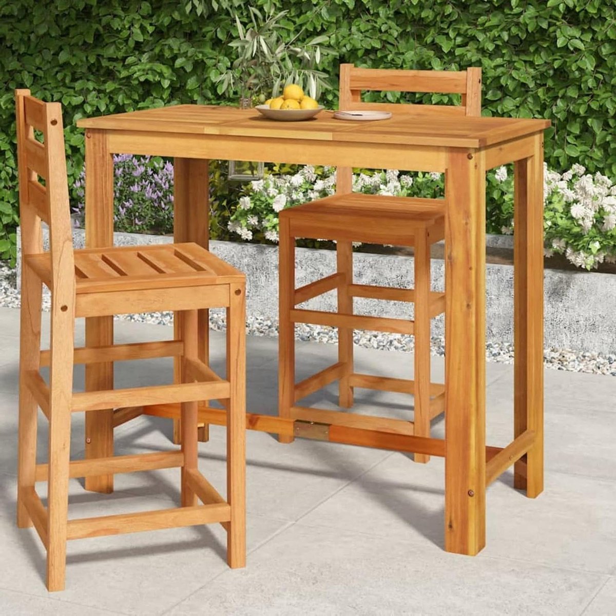 Bartafel Hout - Buitentafel Tuintafel - Buiten Eten - Massief Acaciahout - 120 x 60 x 105 cm - Houtkleur