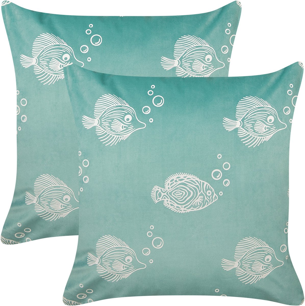 SOLIDAGO - Sierkussen set van 2 - Blauwgroen - 45 x 45 cm - Polyester