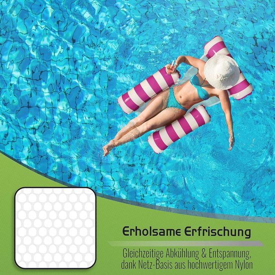 Luchtmatras Zwembad - Opblaasstoel Water - Ontspannen Drijven - 3-in-1 Design - Extra Breed - Roze — afbeelding 4