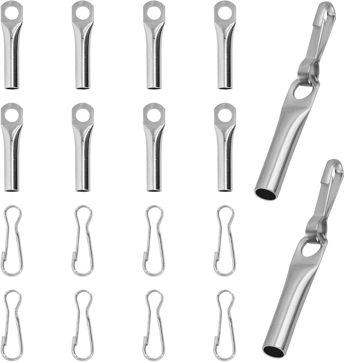 10 stuks gegalvaniseerde kabeleindsluitingen met haken voor 8 mm touw, roestbestendig en ideaal voor bevestigen van zeilen, touwen en ladingen