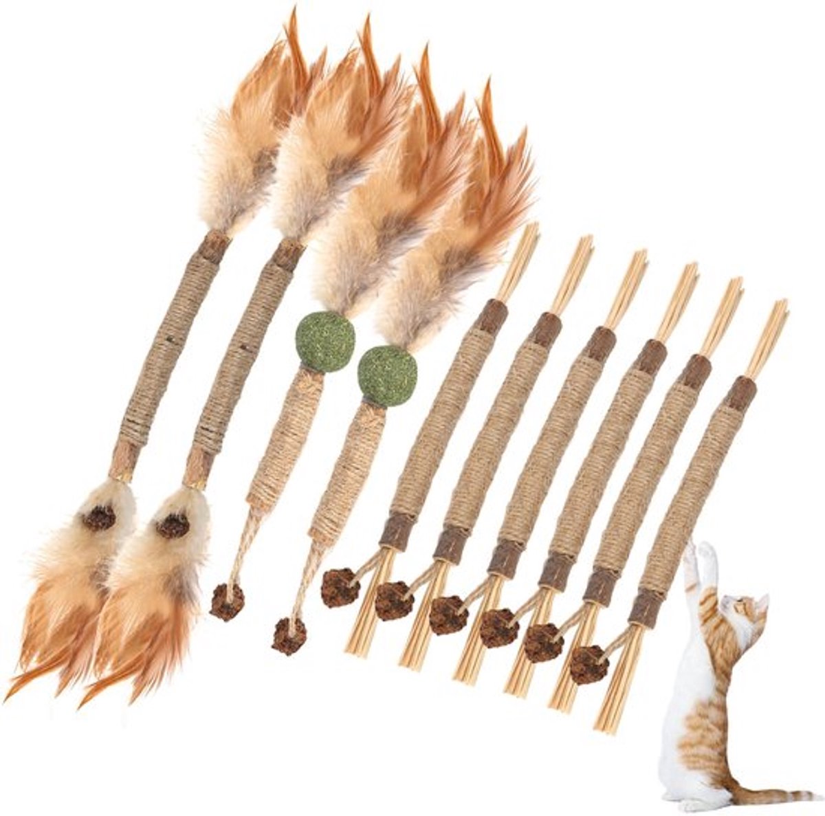 Kattenkruid Sticks, Kauwsnacks voor Katten, 10 Stuks, Kauwsnacks voor Katten, Tandverzorging en Tegen Slechte Adem, Natuurlijke, Veilige Katten Sticks, Kauwsnacks