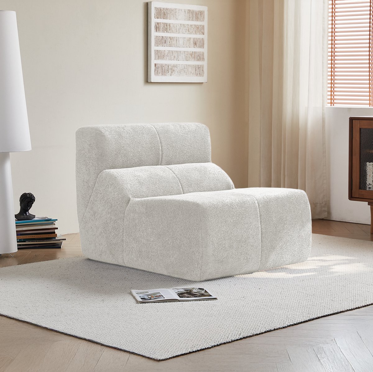 FloraGrace Fauteuil 94 X 110 X 79 Cm – Ergonomisch En Wolkzacht Zitcomfort – Voor Woonkamer, Kantoor En Kleine Ruimte – Velvet – Wit