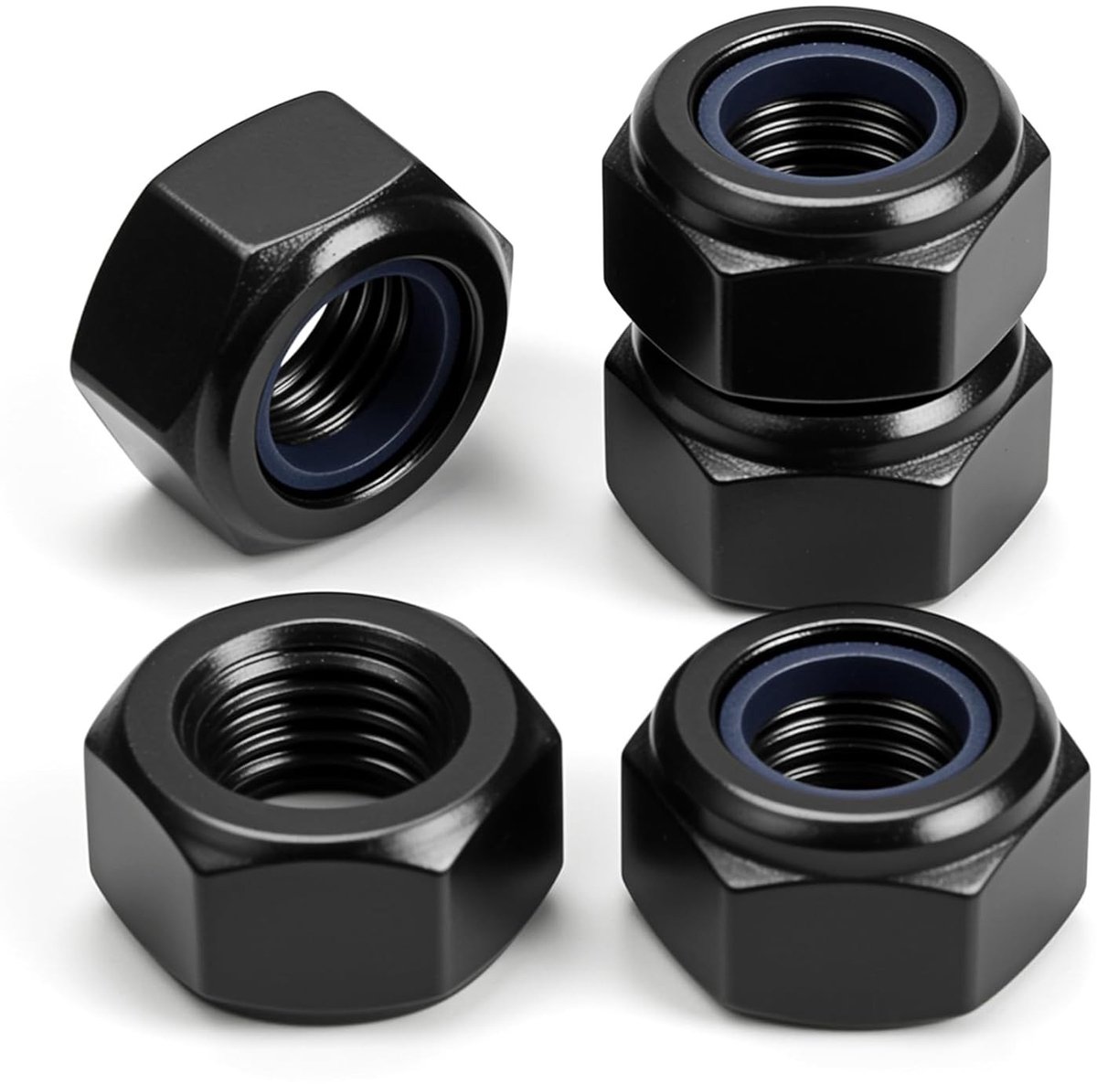 Zeskantmoeren M12, Zelfborgende Borgmoeren met Nylon Insert, Koolstofstaal Schroefmoeren voor Machinebevestiging, 20 Stuks, Zwart en Duurzaam