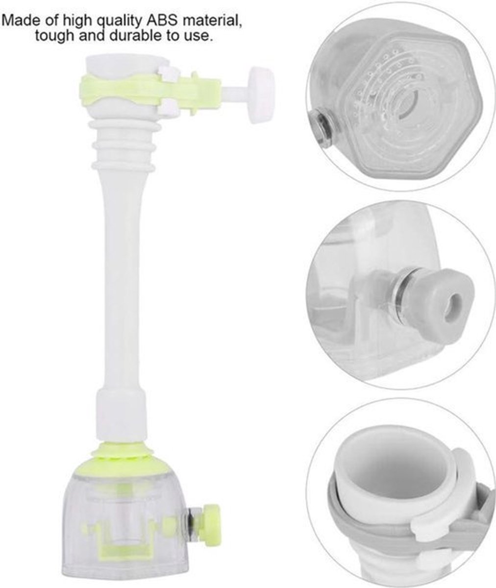 Keukenkraanverlenger met spatscherm en waterbesparende functie (Groen, 18cm)