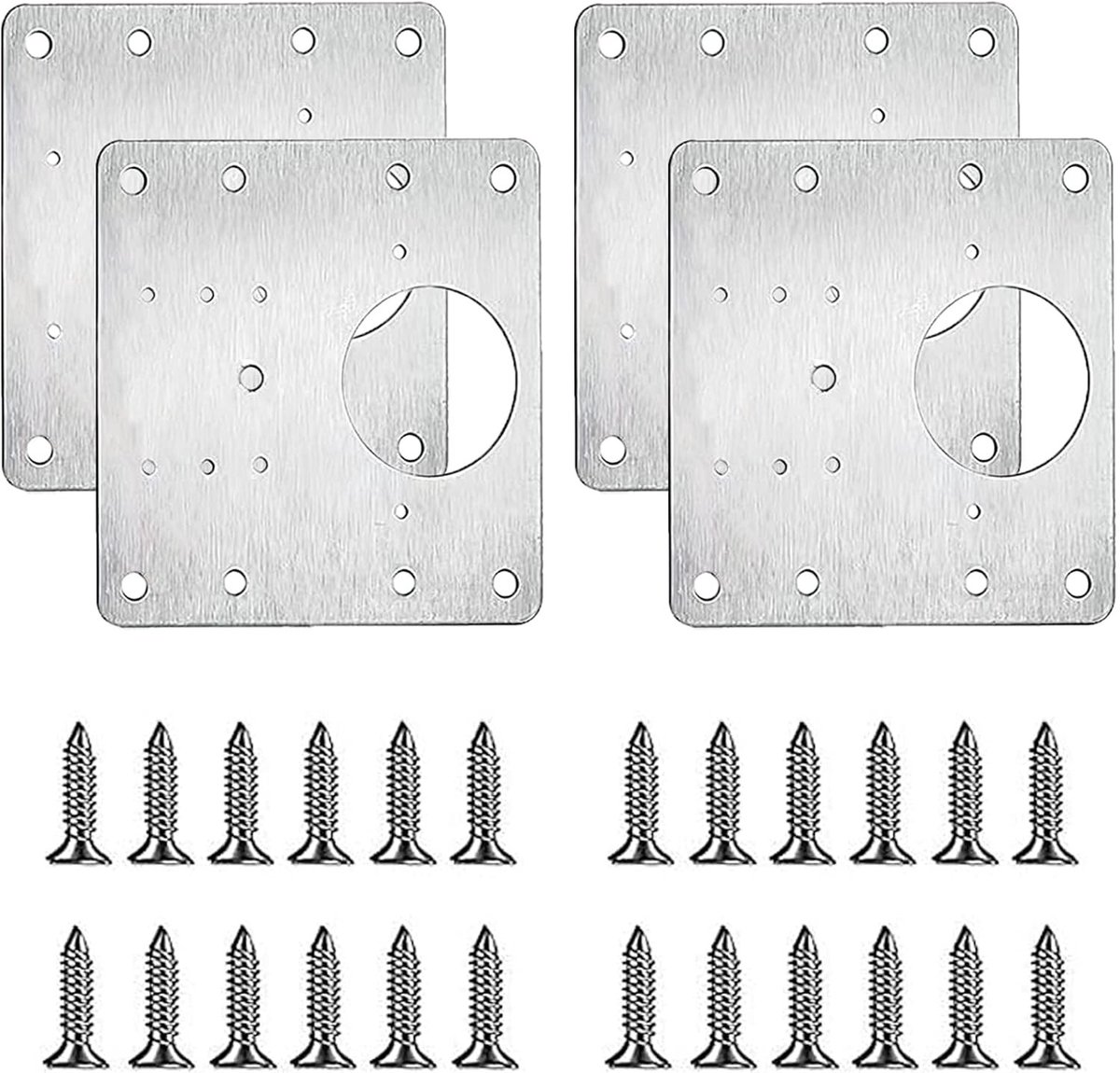 Hinge reparatieplaten set van 4, roestvrijstalen scharnierbeugels voor keukenkastjes, meubels en planken met gaten en schroeven