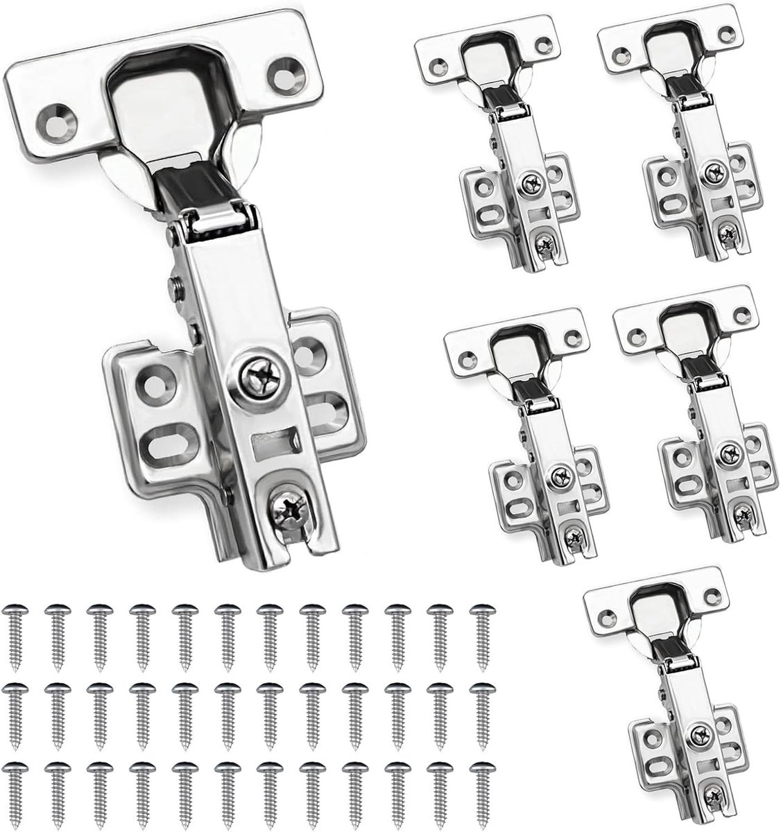 Hinges voor keukendeuren en houten deuren met soft-close, opening van 110°, koudgewalst staal, eenvoudig te installeren, inclusief schroeven