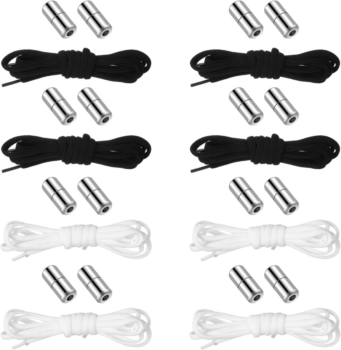 8 Paar Elastische Veters zonder Strikken met Metalen Capsules voor Kinderen en Volwassenen - Universele Snelsluiting voor Gym-, Loop- en Sportschoenen