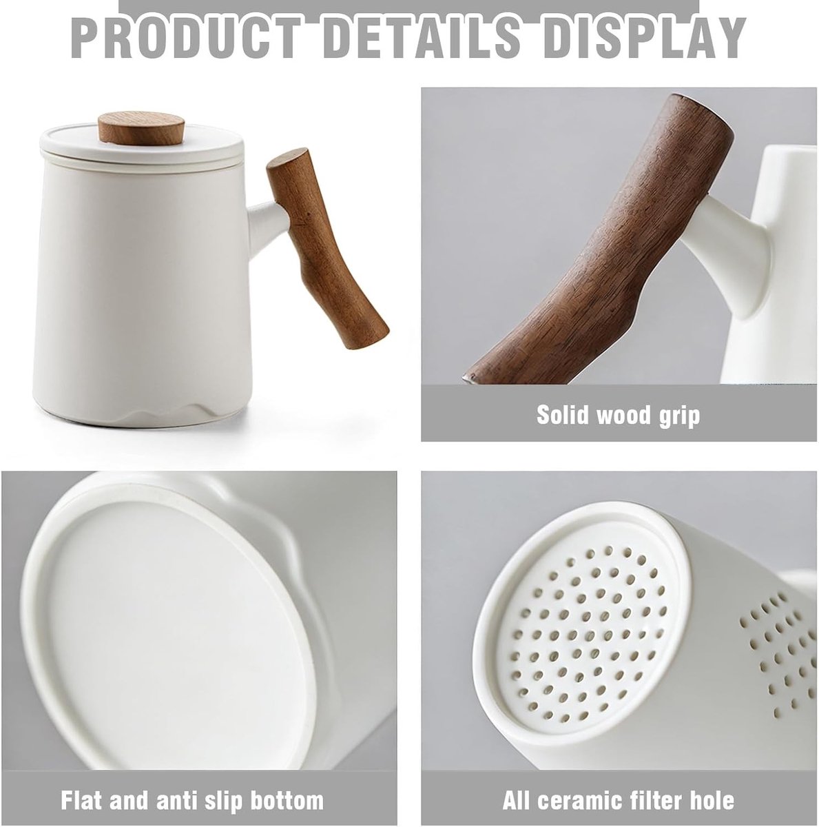 Theemok met deksel en zeef - 360 ml, ideaal voor thee, infusies en kruiden (wit)