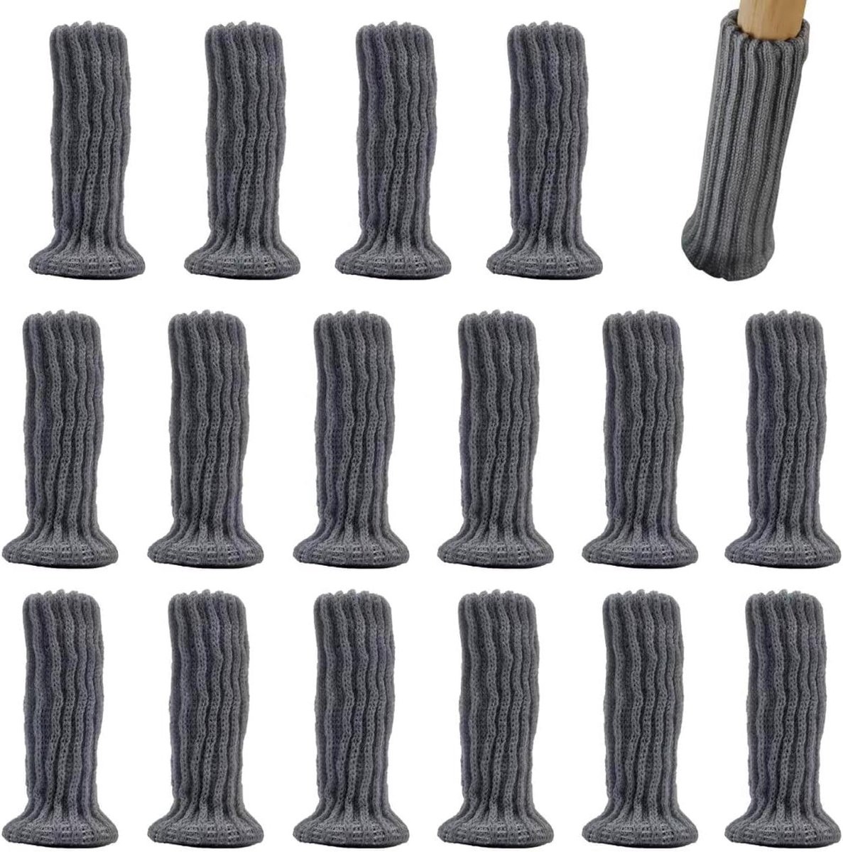 Stoelpoten sokken - Meubelbeschermers - Vloeren beschermen - Hoge elasticiteit - 16 stuks - Grijs