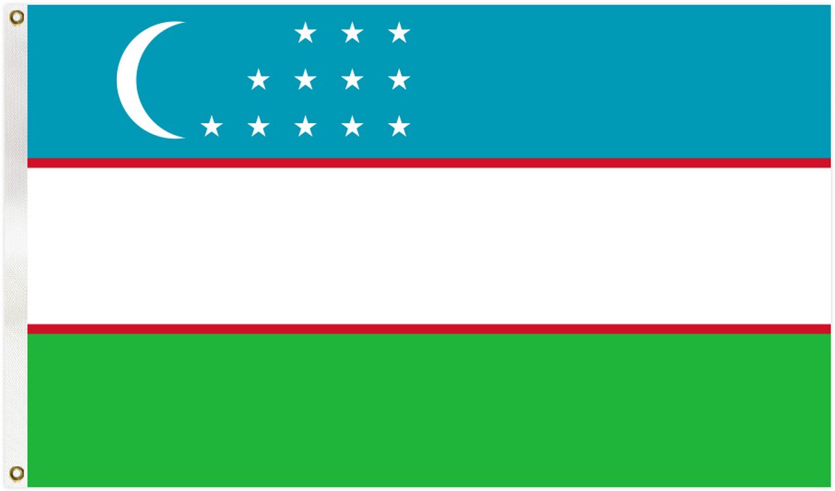 Jumada's Vlag Oezbekistan - 90x150cm - Polyester - Met Ophangringen