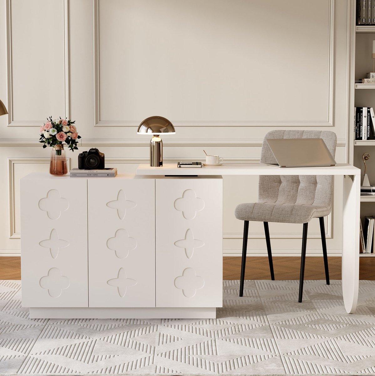 STILVORA Bureau - Draaibaar L Vormig Hoekbureau Met Opbergruimte - Ruimtebesparend Voor Kantoor En Slaapkamer - MDF - 170x38,5x75 Cm - Wit