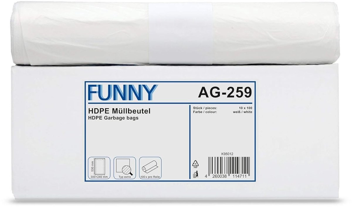 Vuilniszakken - Wit - HDPE - 30 liter - Voor Hygiënisch Gebruik