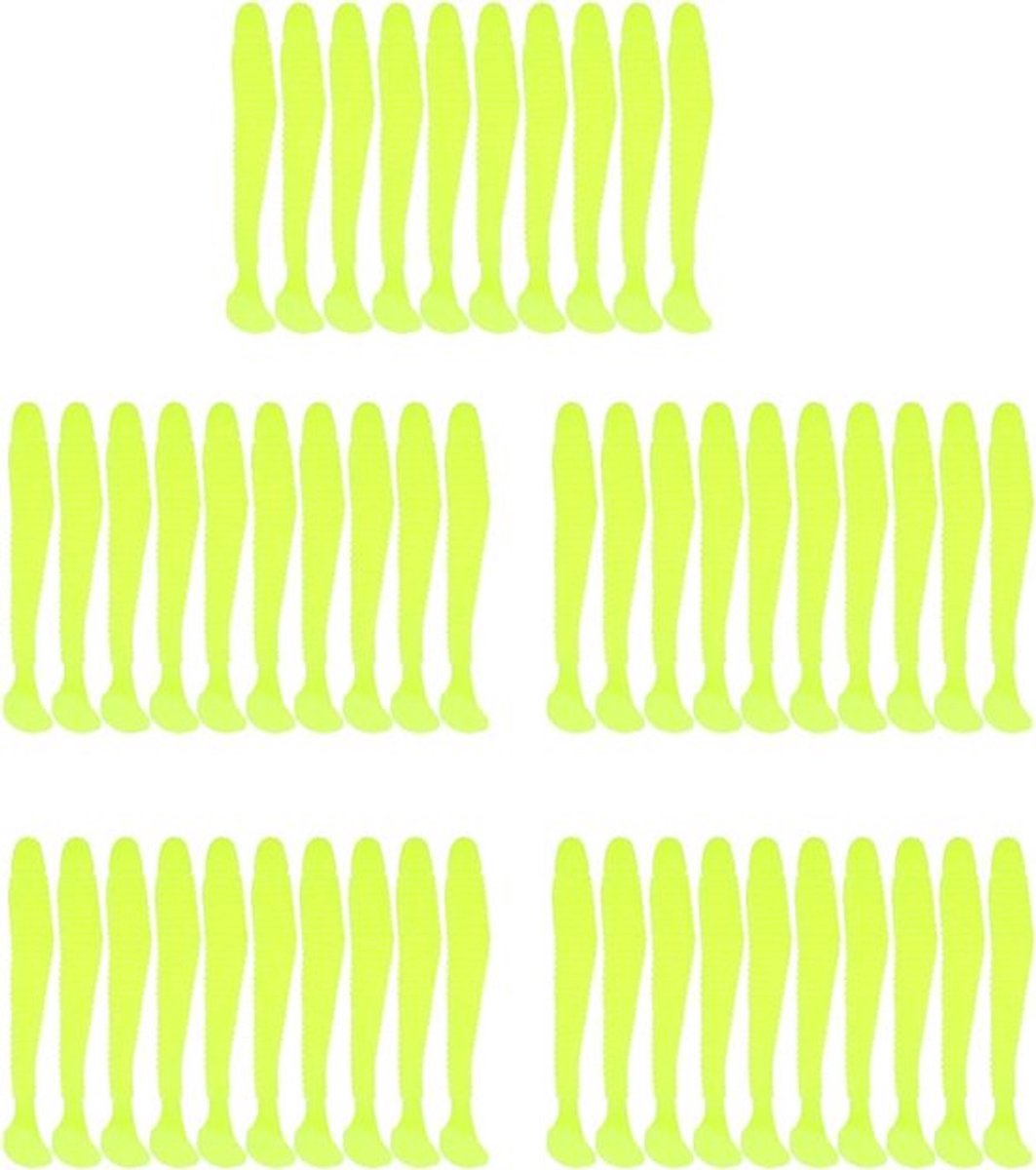 Dailygoods- Visaas 50 Stuks - Zacht Kunstaas 5 cm - T-staartontwerp - Lichtgewicht - Duurzaam - Geschikt voor Makreel