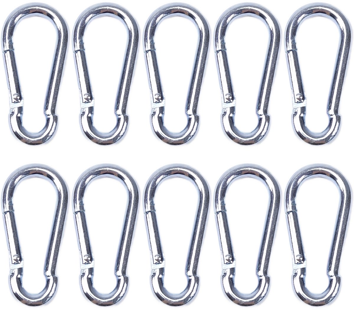 BCF-Products - Karabijnhaak - 8x80mm - 10 stuks - Verzinkt staal - Musketonhaak - Carabiner
