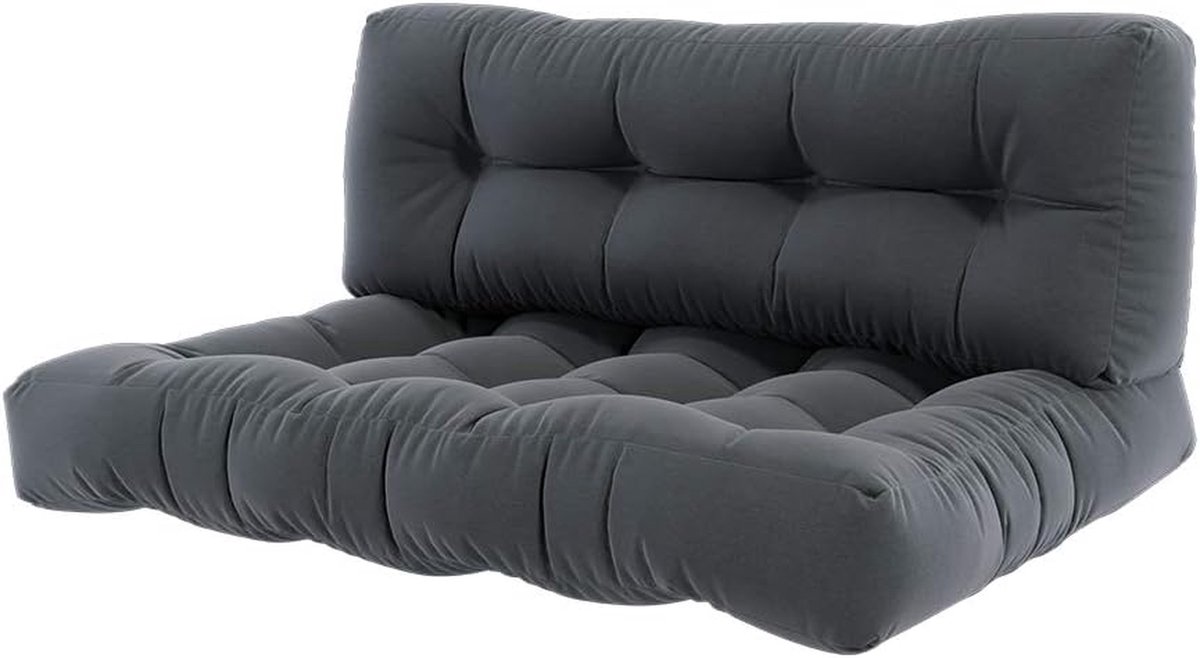 Palletkussen set - Zijkussens Tuin - Zitcomfort Creëren - Weerbestendig Polyester - 120 x 80 cm - Antraciet