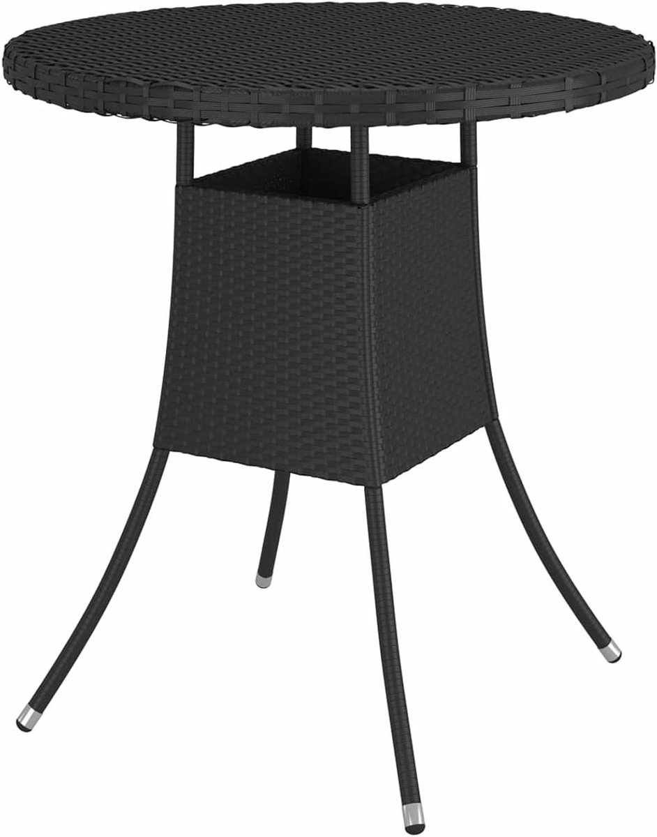 Tuintafel - Terrastafel Balkontafel - Buiten Eten - Gepoedercoat Stalen Frame - 70 x 73 cm - Zwart
