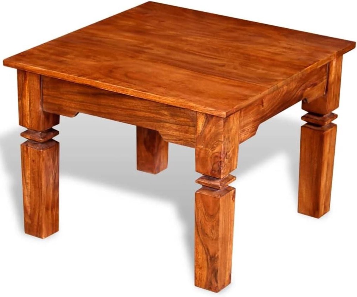 Salontafel Massief Hout - Bijzettafel Koffietafel - Woonkamer Inrichten - Handgemaakt Uniek Design - 60x60x45 cm - Honingbruin