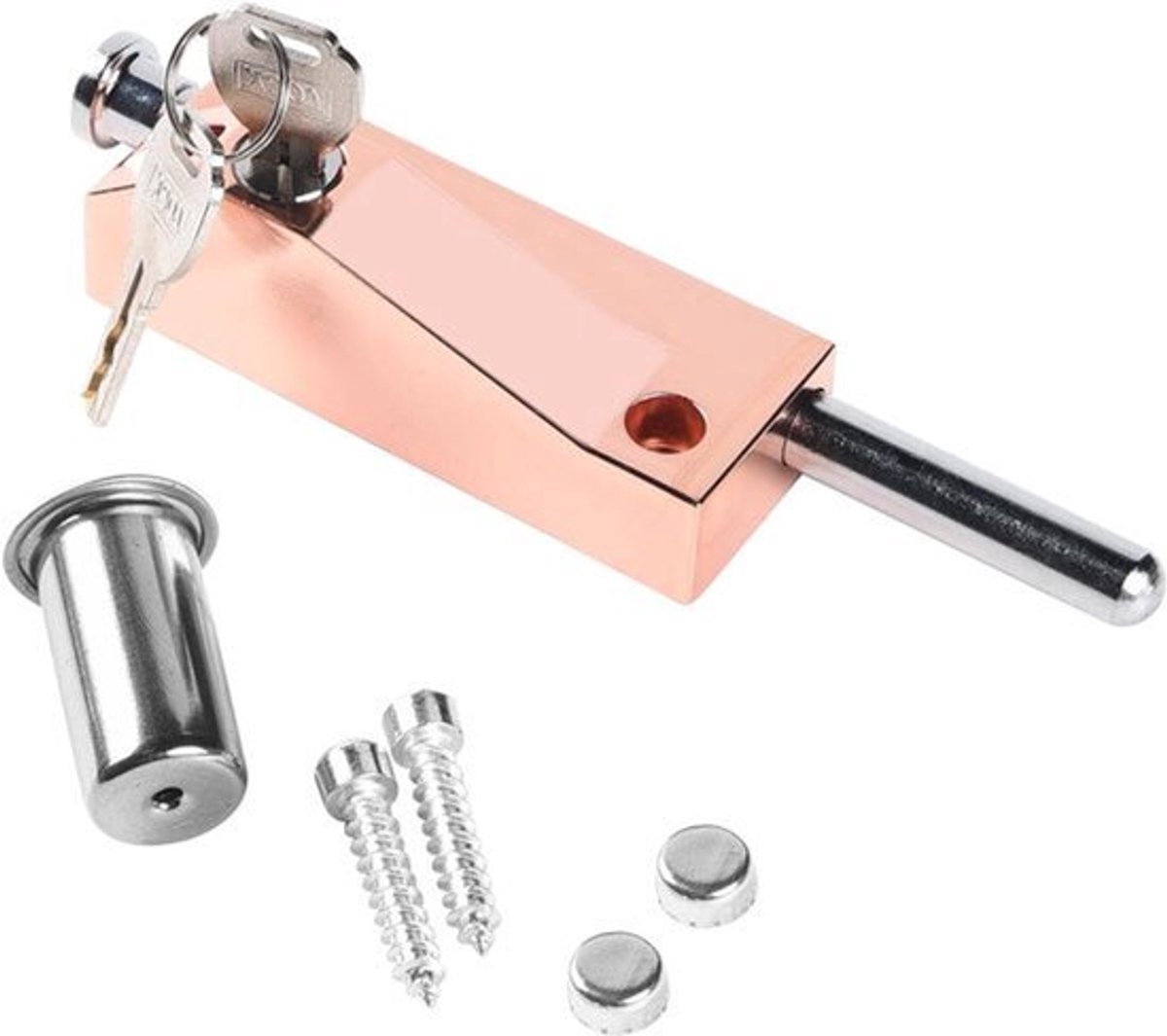 Multifunctionele Garagedeurslot Universeel Deurslot 2 Sleutels - Roze Goud, Binnen & Buiten Levering