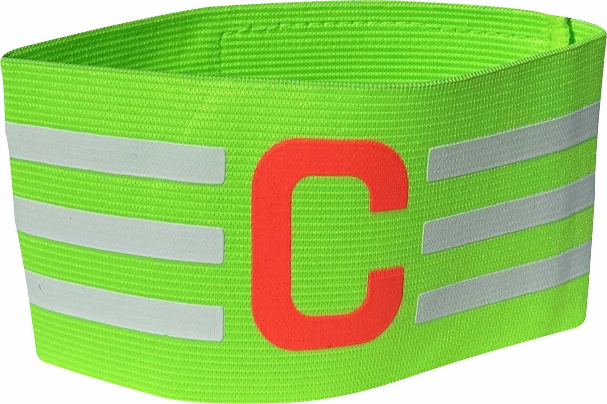 Aanvoerdersband - Captain band - Voetbal - Hockey - Armband - Aanvoerder - Voor om arm of been - Verstelbaar - Elastisch - Groen/wit - Jonyx