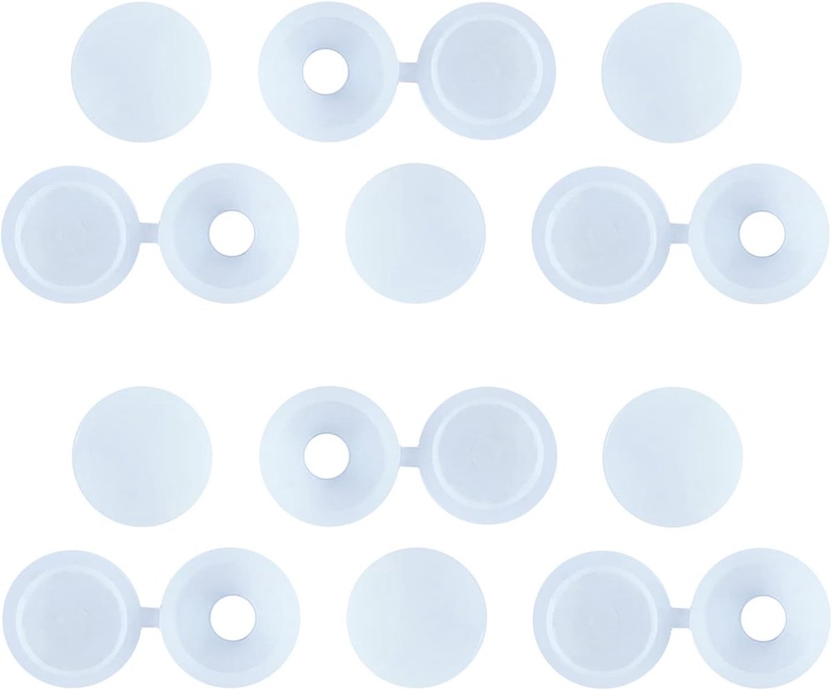 Set van 50 Plastic Schroefdeksels voor M3.5 en M4 Schroeven - Vouwbare Snap Covers voor Boorgaten, Wit