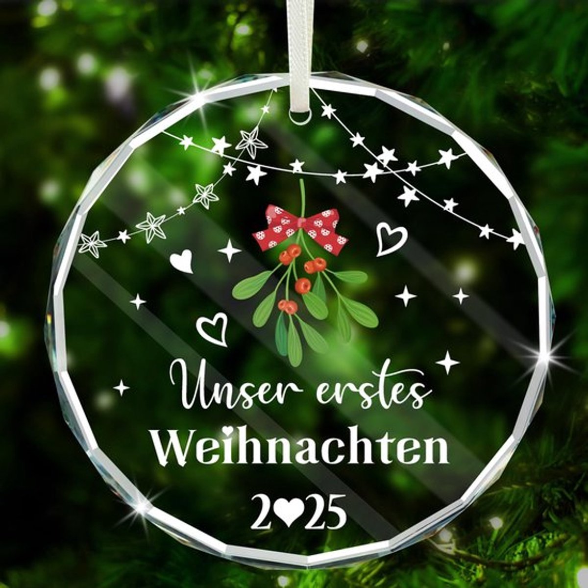 2025 Onze eerste kerstkerstboomversiering, cadeau voor koppels, getrouwd, verloofden, eerste kerstballen, decoratie, kerstboom, glazen kerstbal met doos