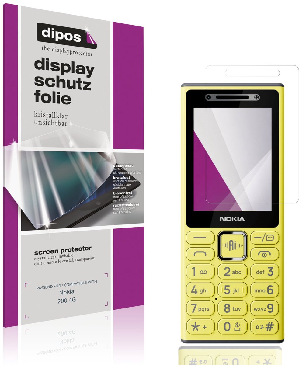dipos – 4x Beschermfolie geschikt voor Nokia 200 4G | Krasbestendige & heldere Screenprotector Ultra-Thin