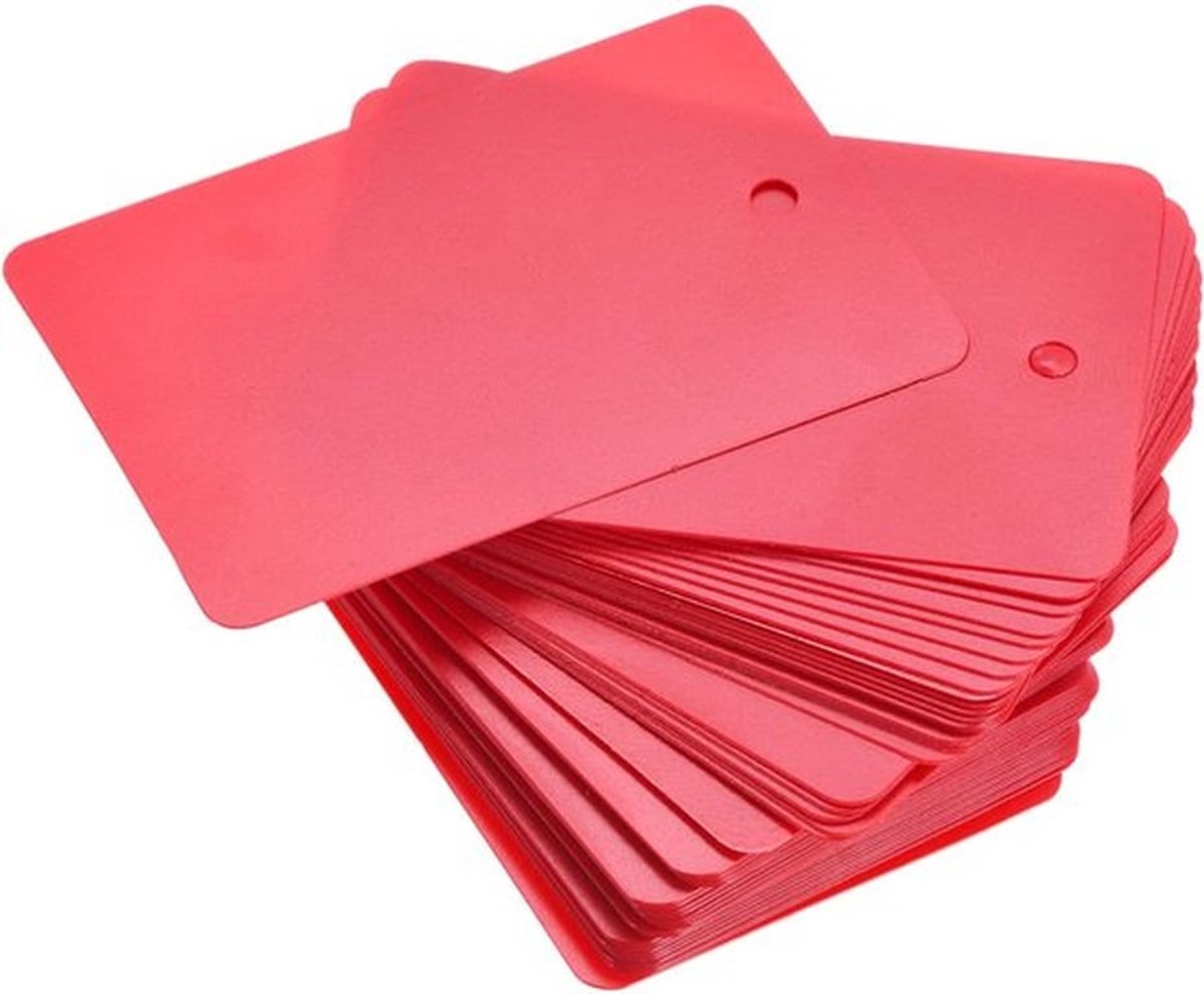 50 stuks Plastic Verzendlabels, 40x60x0.2mm Waterdichte Hangtags met Oogje voor Productidentificatie Ventielmarkering Buiten Tagging Rood