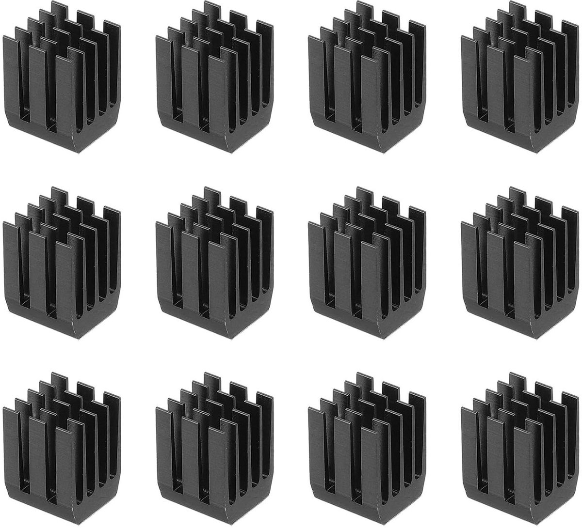 Aluminium Koellichaam - Koude Radiator - Componenten Koelen - Zelfklevend Ontwerp - 9 x 9 x 12 mm - Zwart