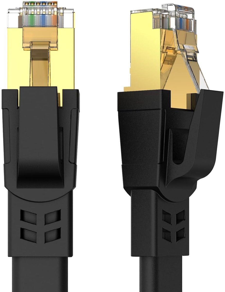 CAT8 Ethernetkabel 15 m, High-speed en robuuste Cat8 LAN-netwerkkabel 40 Gbps, 2000 MHz met vergulde RJ45-connector voor modem, router, switch, gaming, Xbox - Zwart