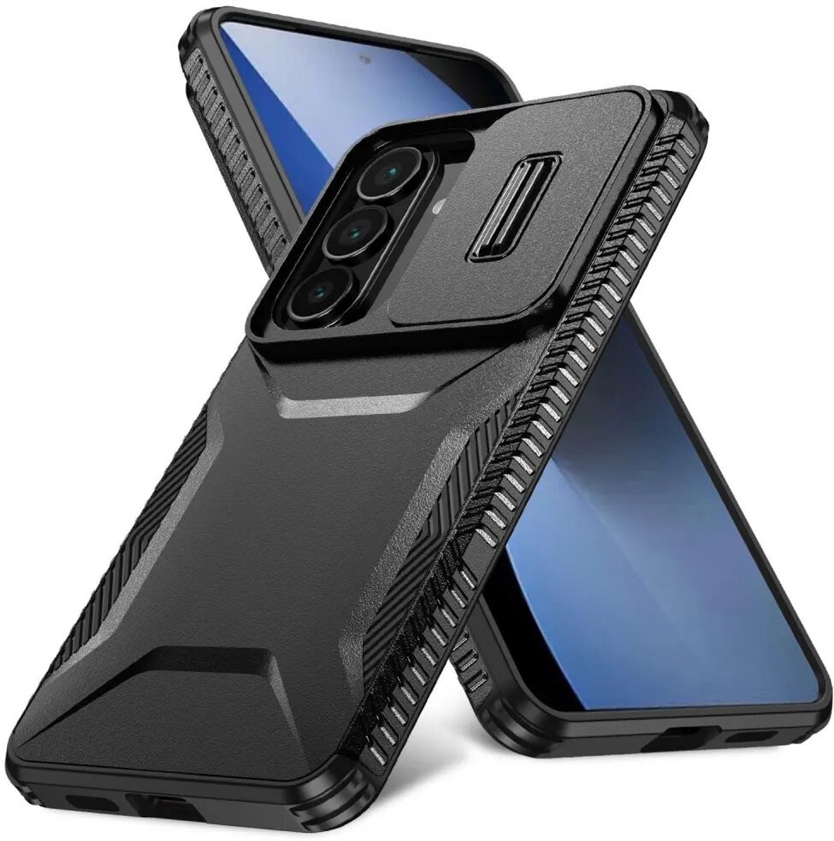 Hoesje Geschikt voor Samsung Galaxy S26 Plus | Back Cover met Camera Slider | Schokbestendige Case | Camera Cover | Stevig | Zwart