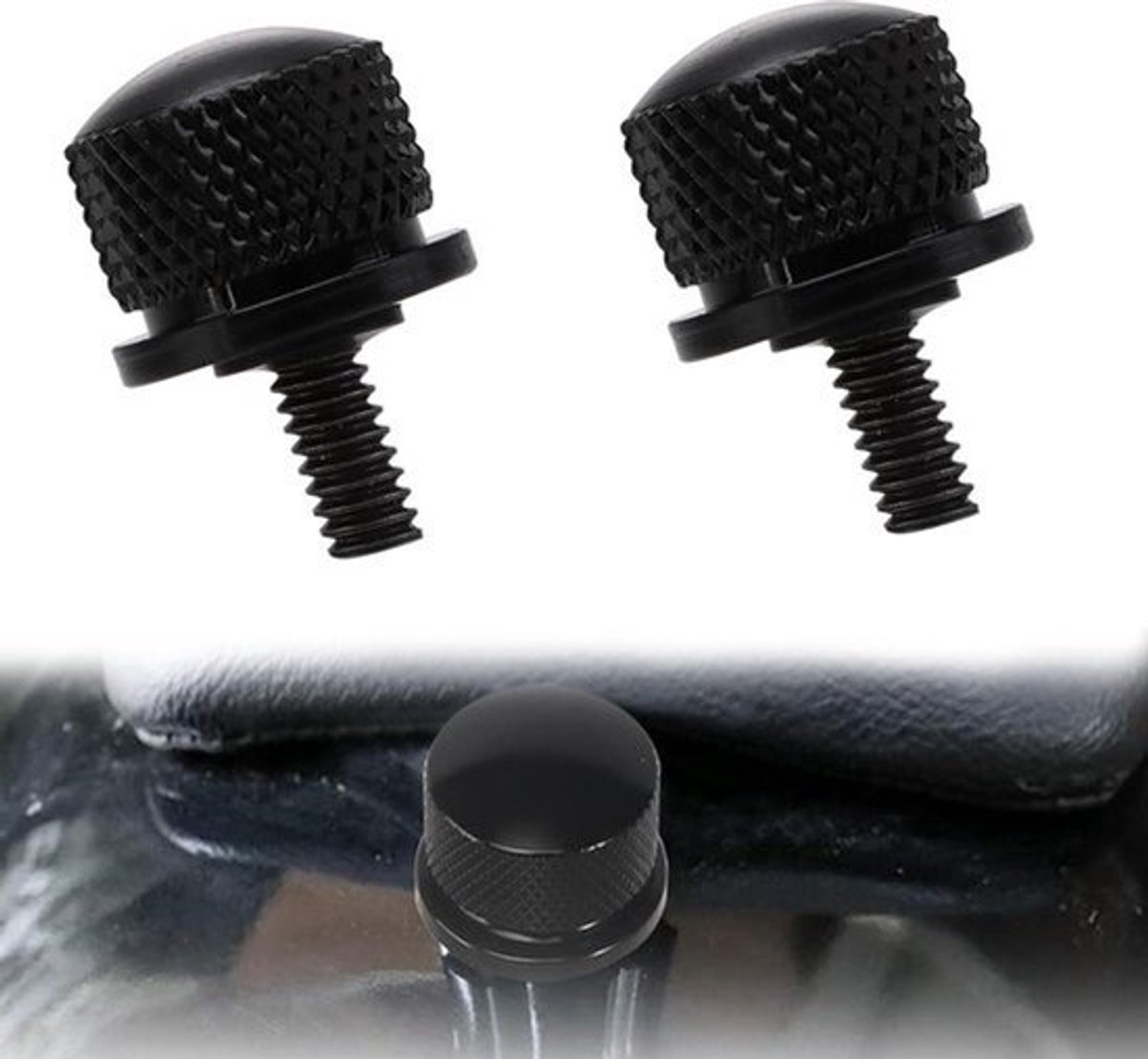 Motorfiets aluminium zadelschroeven - set van 2 stuks - schroefbevestiging - voor motorfiets zadelbevestiging - bilet chroom - zwarte zitbank - modellen - 1/4 inch-20 schroefdraad