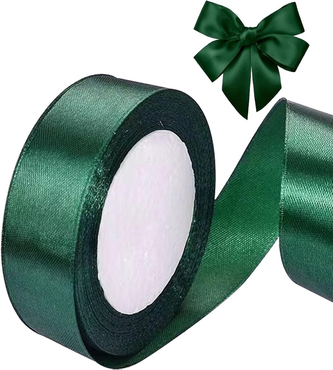25mm Brede Donkergroene Satijnen Ribbons voor Cadeauverpakking, DIY Knutselen, Feestdecoratie en Bruiloften - 23m Lang