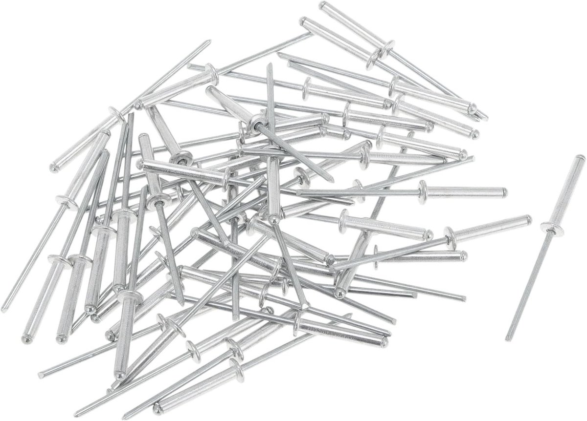 Grote flens blinde klinknagels zilverkleurig 50 stuks 3,2 mm greepdiameter voor aluminium en ijzer