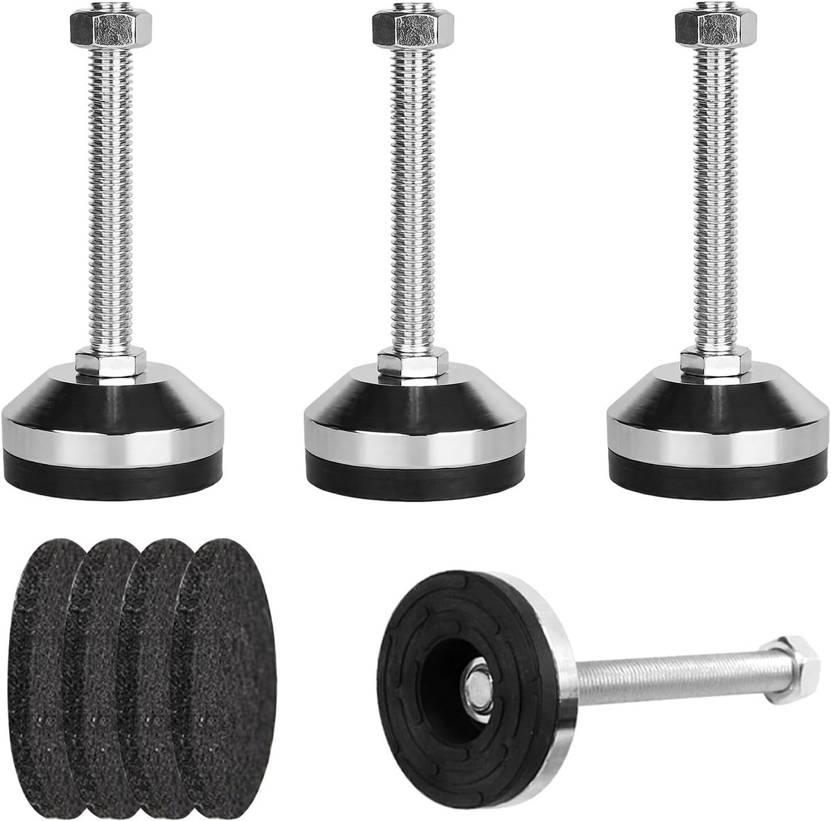 Hoogwaardige nivellerpoten voor zware belasting - Verstelbare voetjes voor werkbank en meubels, M12-schroefdraad, diameter 80 mm, hoogte verstelbaar, set van 4 stuks