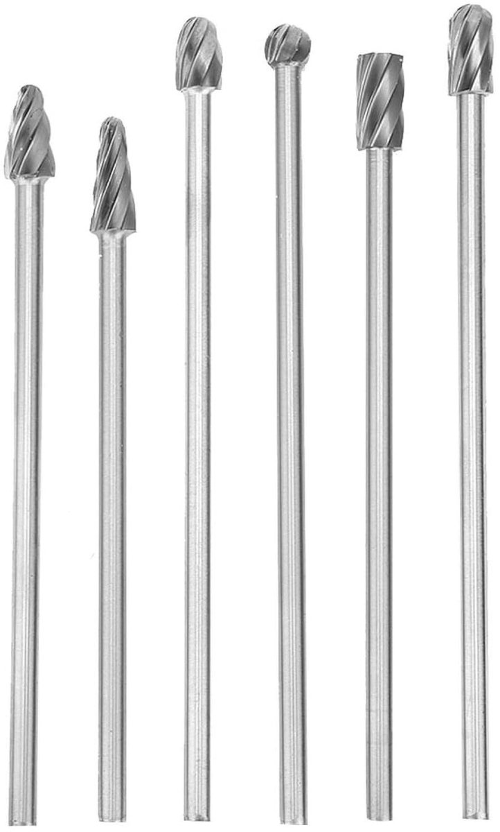 6mm Rotatieve Freesjes Set van 6 Stuks - Extra Lange 150mm Frees voor Metaal, Hout en Marmer Bewerking
